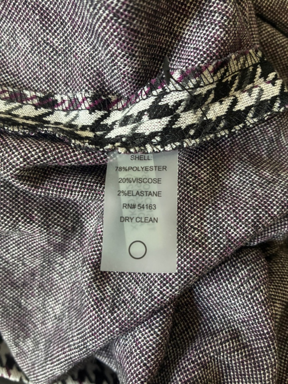 NWOT Preppy Tommy Hilfiger Black, White & Purple Houndstooth Shift Dress Size 10 - Picture 7 of 8